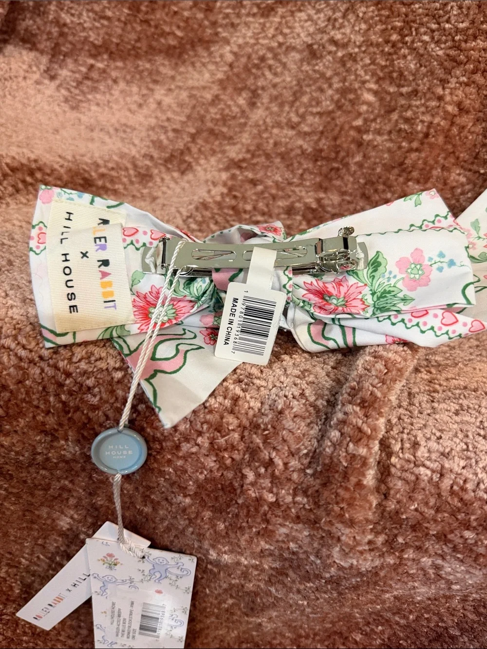 Hill House Roller Rabbit Floral Bow NEW Monkey Roses